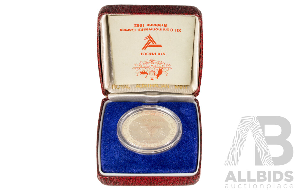 Australian 1982 $10 Sterling Silver PROOF Coin. Brisbane Commonwealth Games.