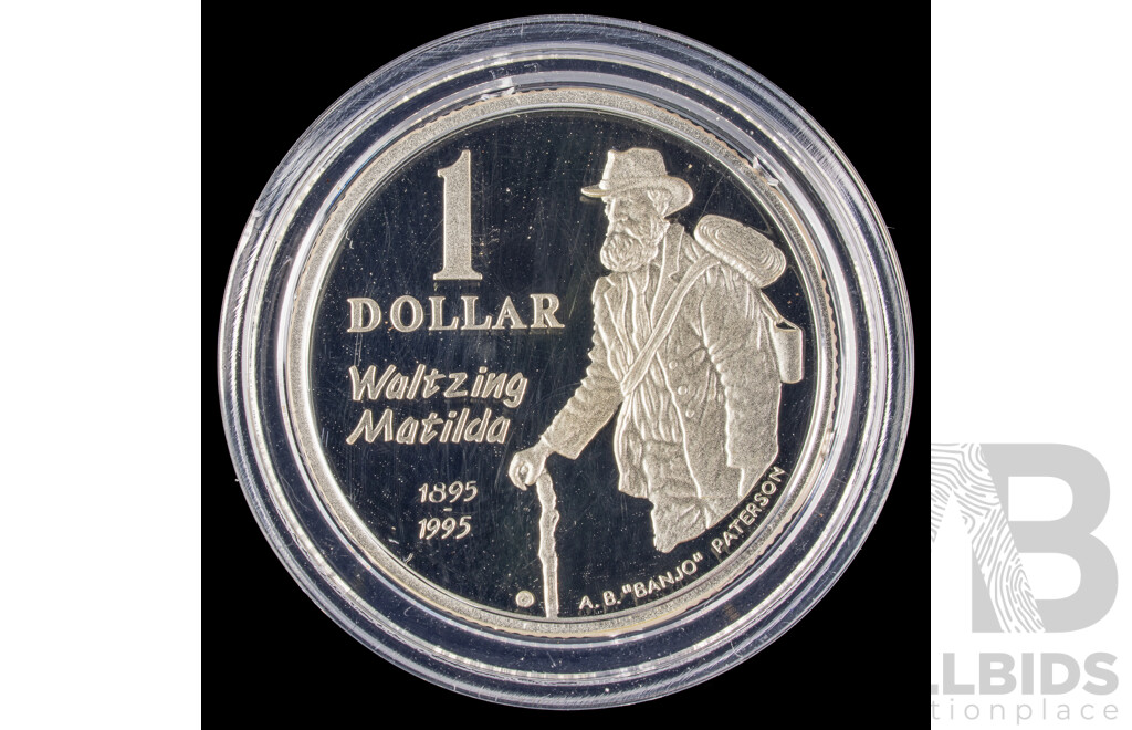 Australian 1995 $1 Sterling Silver PROOF Coin. Waltzing Matilda.