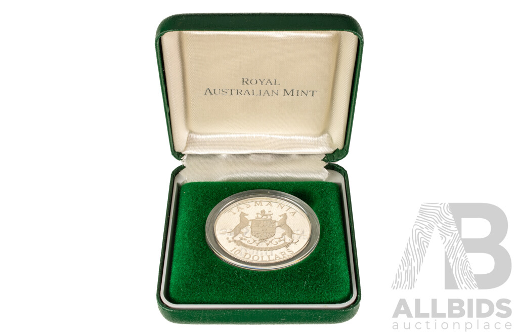 Australian 1991 $10 Silver PROOF Coin, State Series Tasmania.