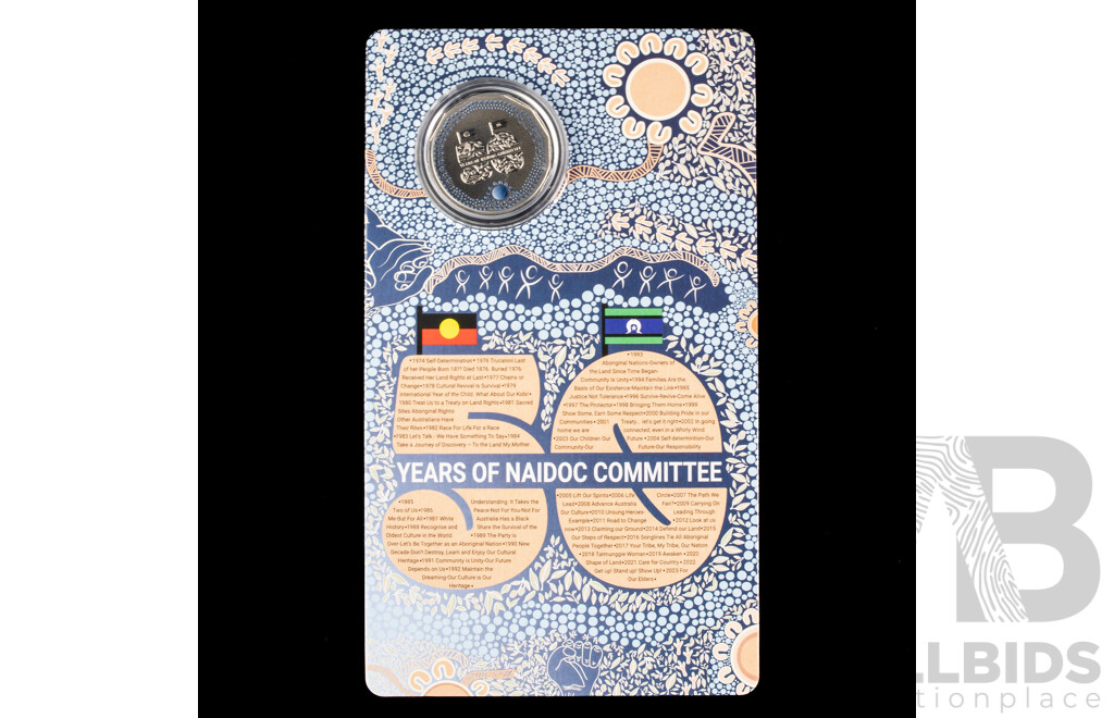 Australian 2024 UNC Coloured 50c Coin. 50 Years of NAIDOC Committee