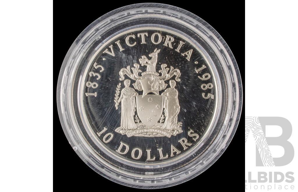 Australian 1985 $10 PROOF Silver Uncirculated Coin. State Series VIC.