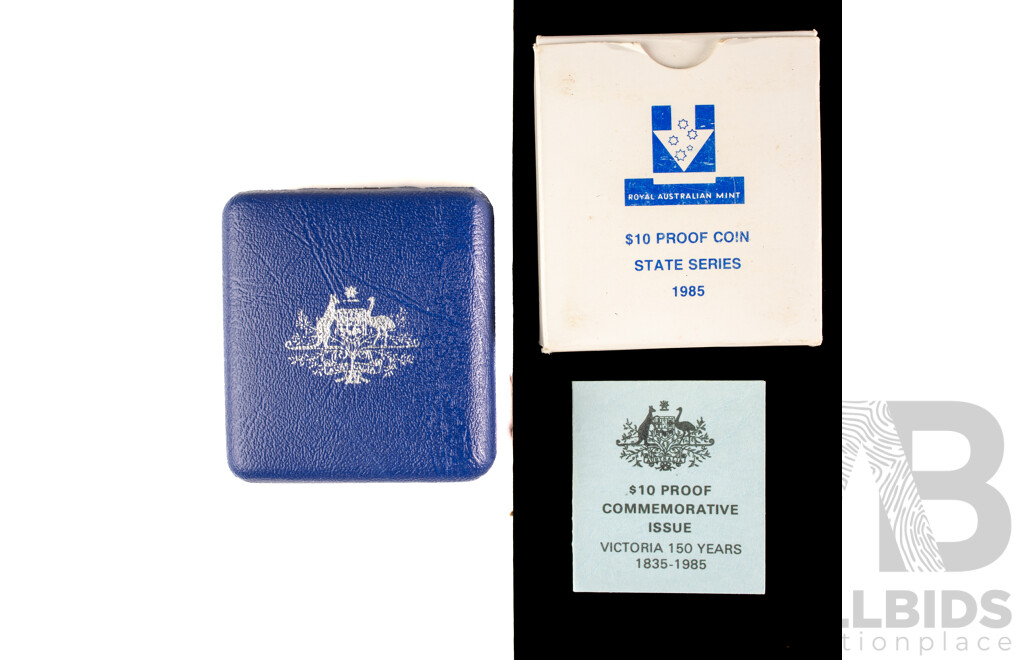 Australian 1985 $10 PROOF Silver Uncirculated Coin. State Series VIC.