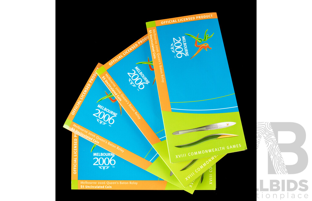 Australian 2006 Four Melbourne Commonwealth Games Carded $5 coins,UNC.