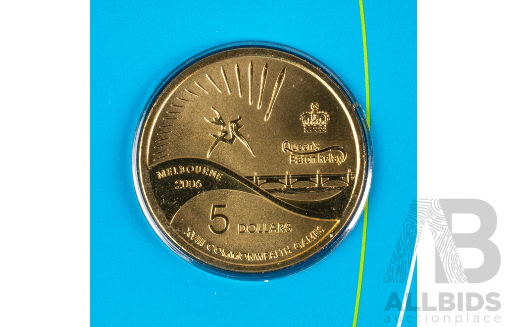 Australian 2006 Four Melbourne Commonwealth Games Carded $5 coins,UNC.