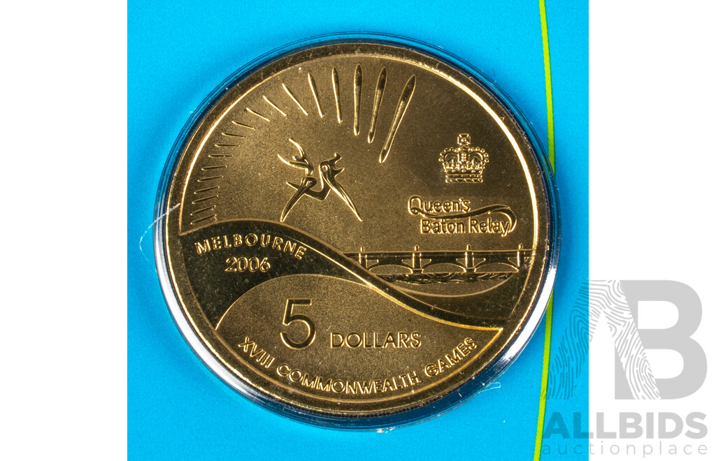 Australian 2006 Four Melbourne Commonwealth Games Carded $5 coins,UNC.