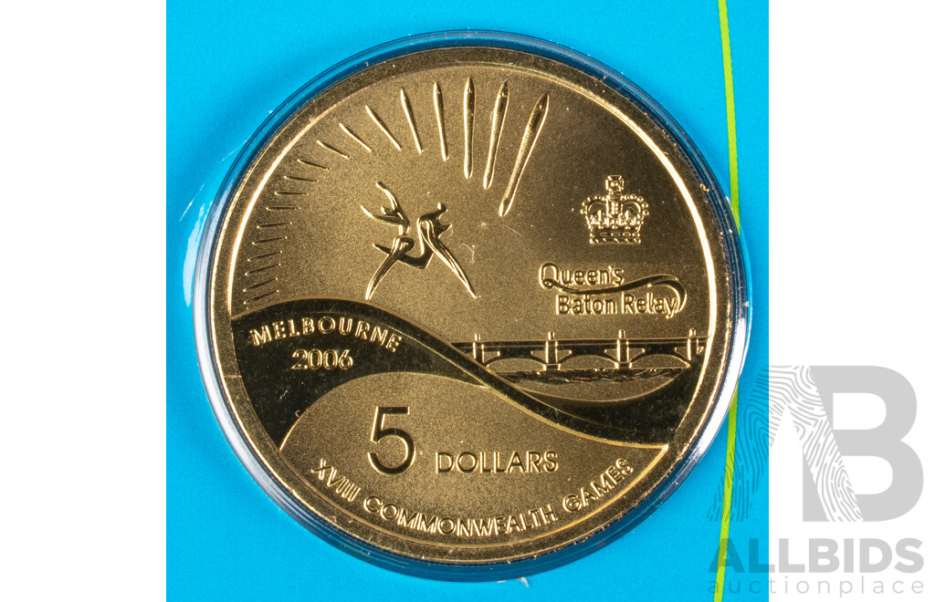 Australian 2006 Four Melbourne Commonwealth Games Carded $5 coins,UNC.