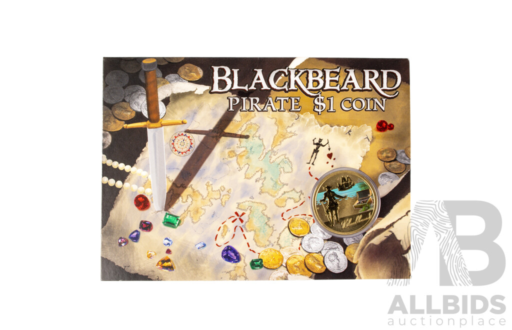 Perth Mint 2010 Tuvalu $1 Coloured Coin. Black Beard Pirate.