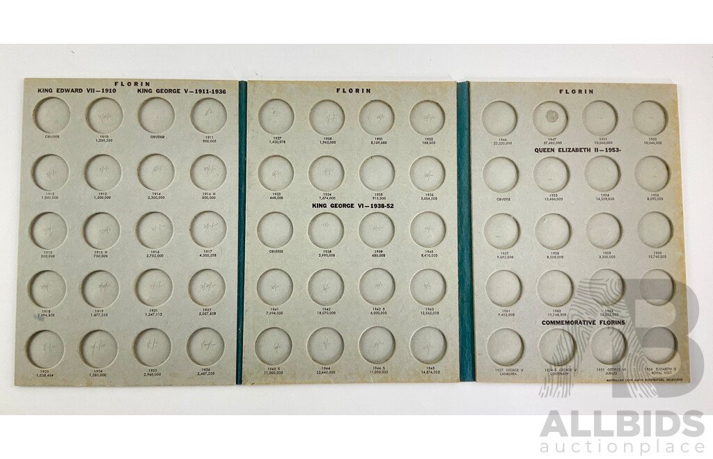 Australian Silver Florin Coin Album 1910-1954 (Empty)