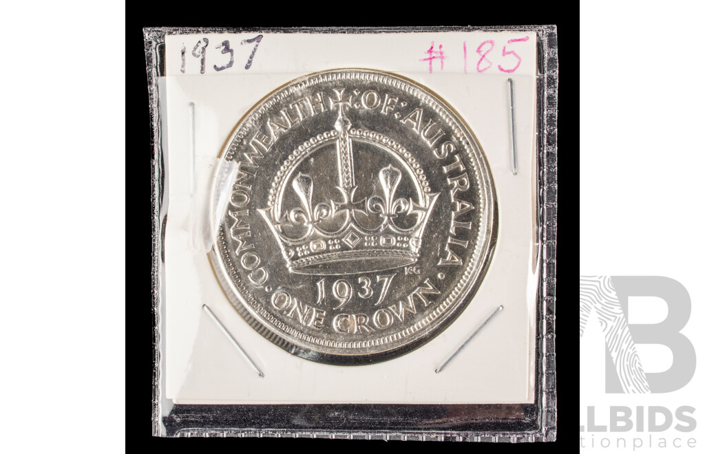 Australian 1937 Silver Crown, Downies Graded EF