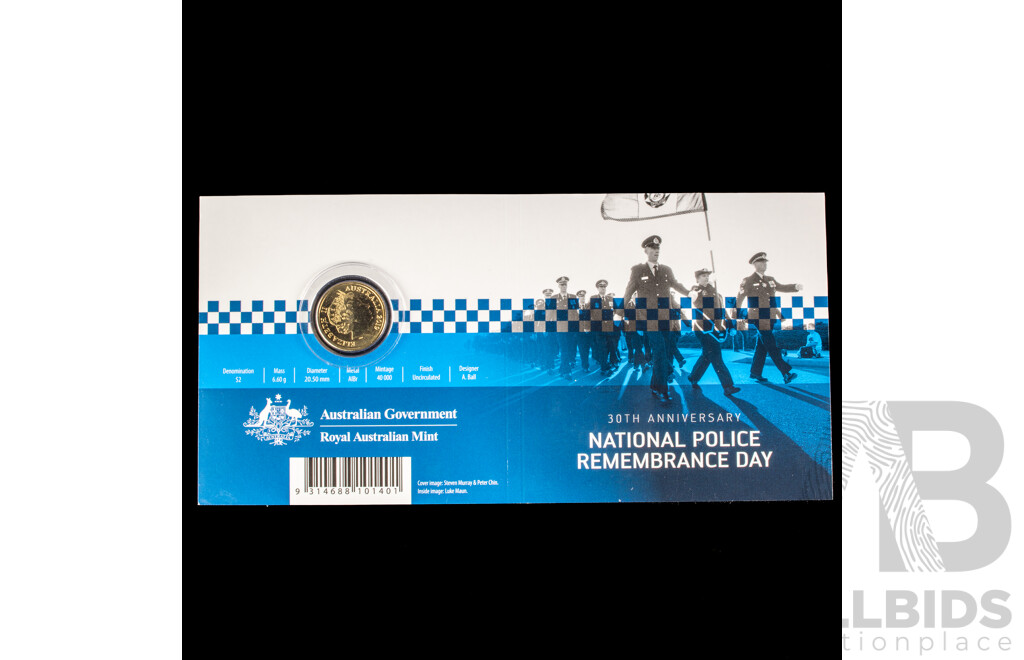 Australian 2019 $2 Coloured Coin, National Police Rememberance Day.