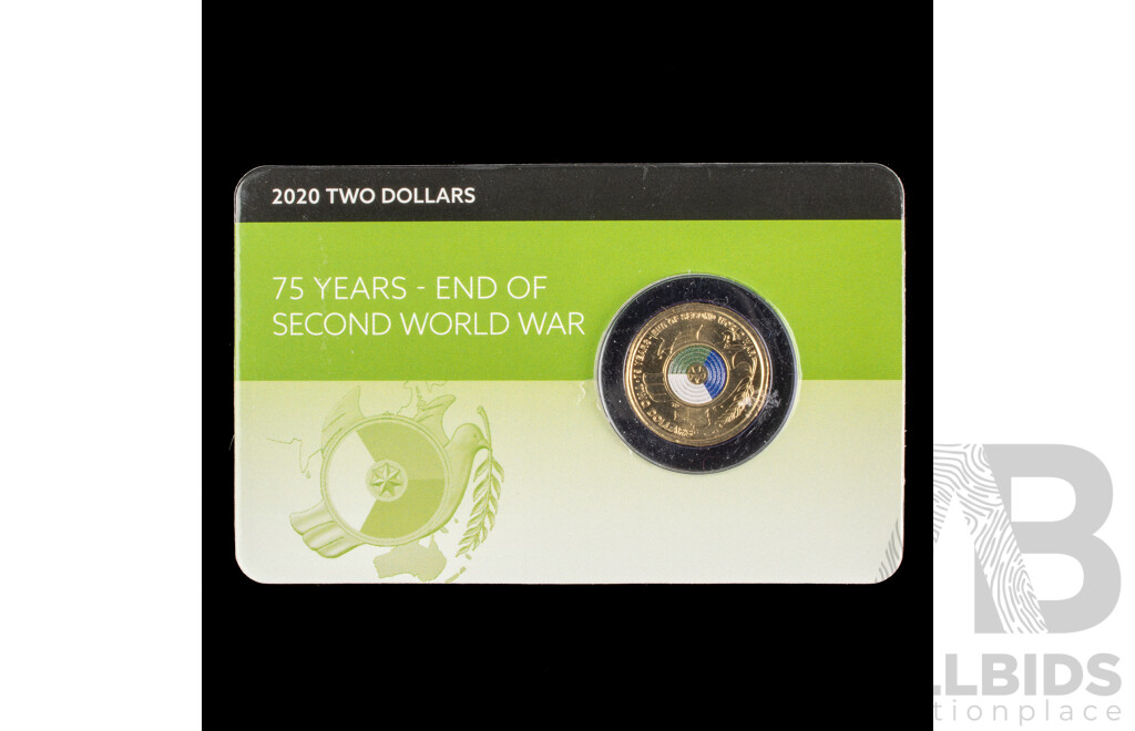Australian 2020 $2 Coloured Coin, 75 Years End Second World War.