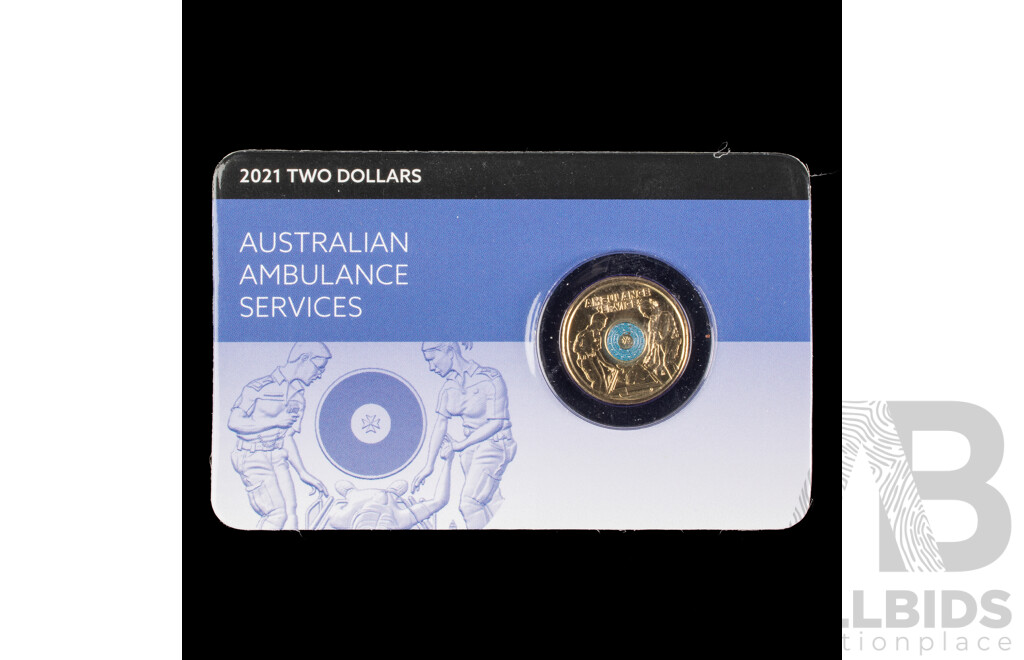 Australian 2021 $2 Coloured Coin, Australian Ambulance Services.