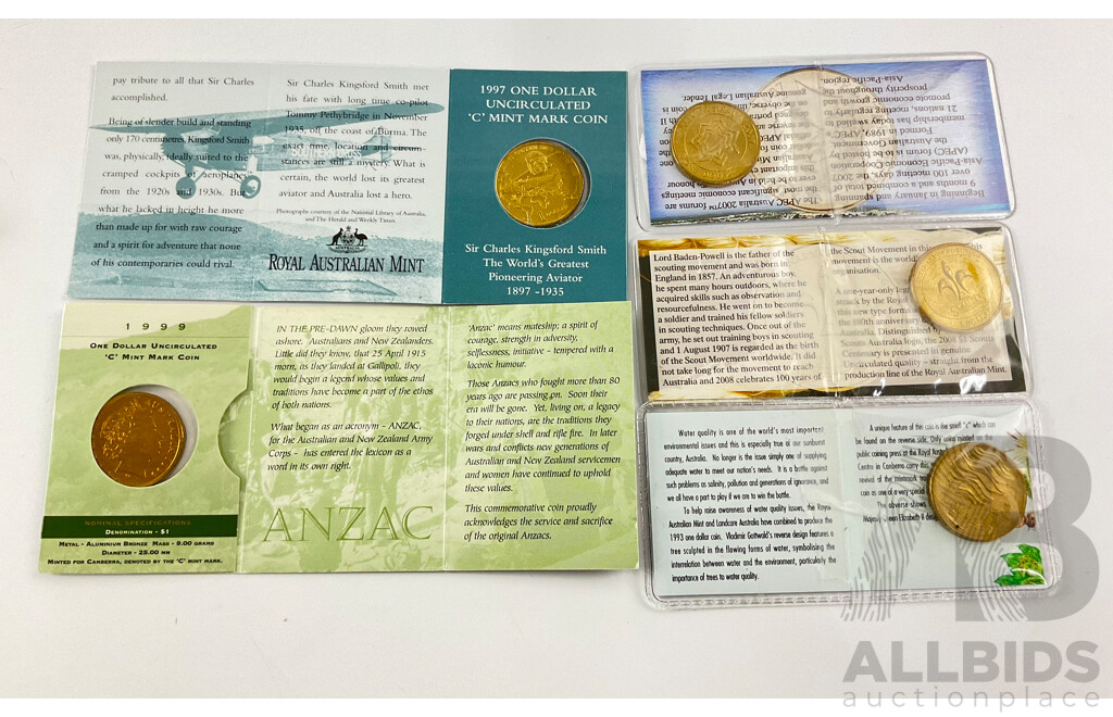 Four Australian Assorted $1 Commemorative Coins.
