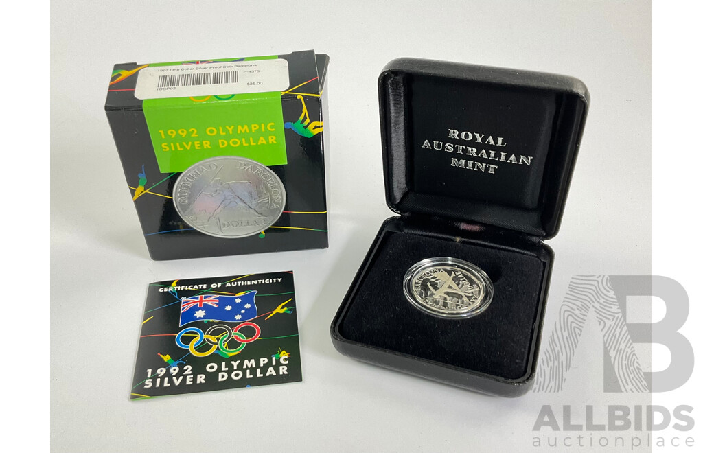 Australian 1992 RAM Olympic Silver Dollar Sterling Silver $1 Coin.