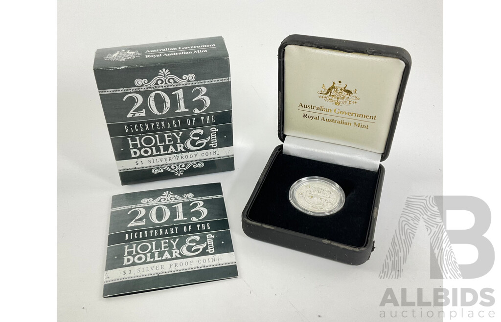 Australian RAM 2013 Fine Silver PROOF $1 Coin.Holey Dollar and Dump