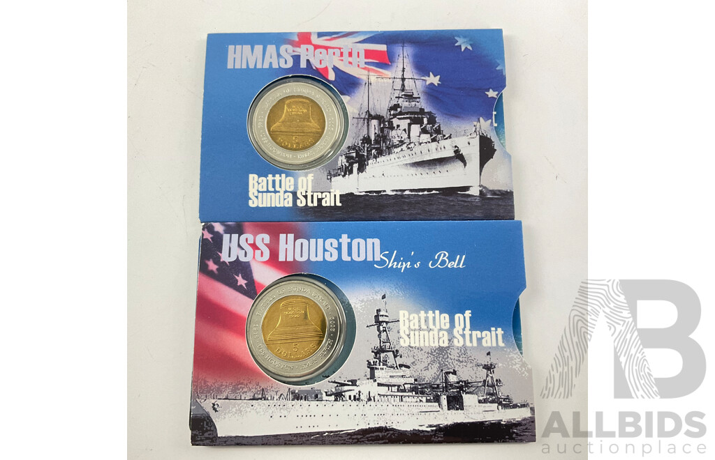 Australian Perth Mint 2002 $5 Coins. Battle of the Sunda Strait