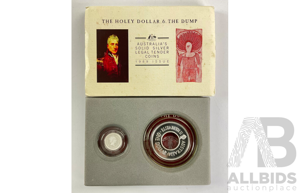 Australian Perth Mint 1989 Holey Dollar and Dump Silver Coins .925