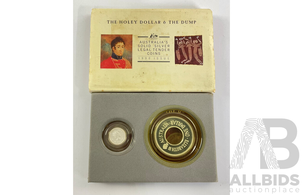 Australian Perth Mint 1990 Holey Dollar and Dump. 40 Grams Fine Silver