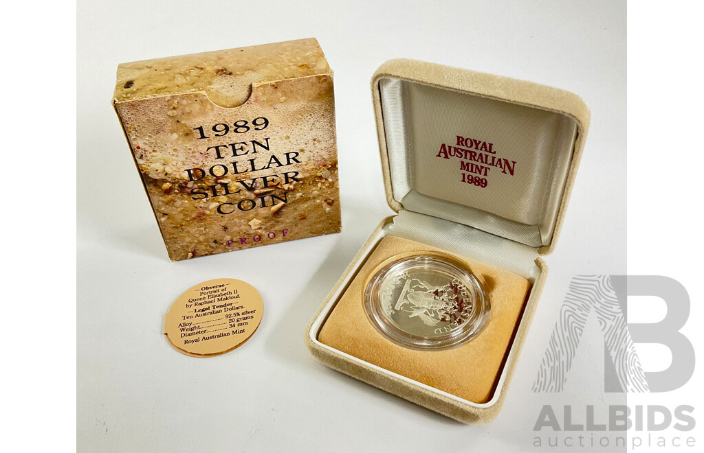 Australian RAM 1989 $10 Silver Coin. Queensland, 20 Grams PROOF Silver