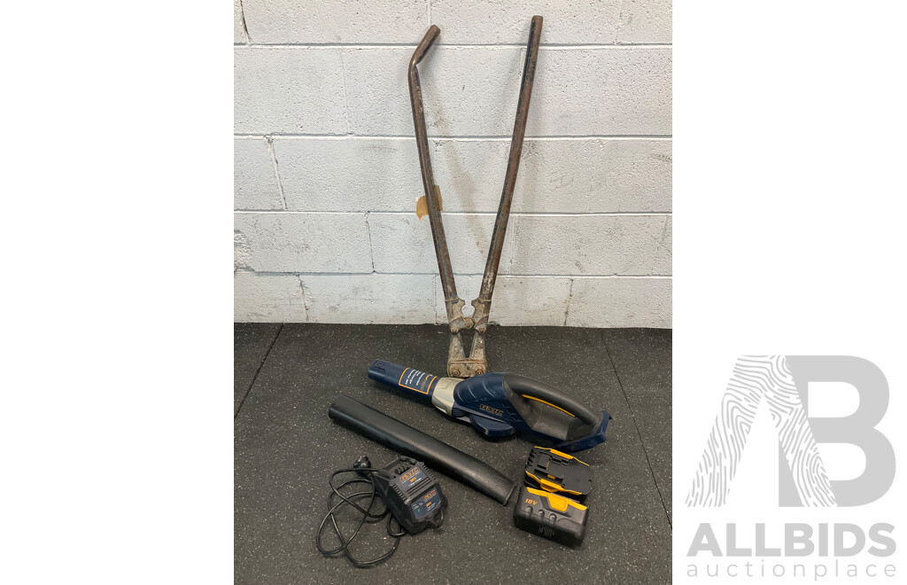 GMC Blower (CBL18) with Two Batteries and  Bolt Cutter