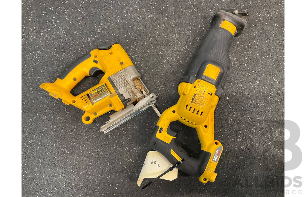 DeWALT 18V Power Tools - Brushless (DCS388) Reciprocating Saw and (DW933) Jigsaw - Lot of 2
