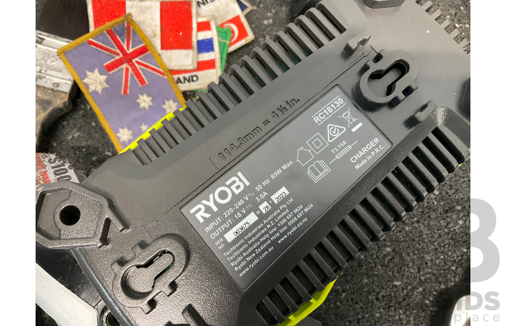 Assorted Tools, Including OZITO Sander, FERREX Multi Tool, RYOBI Charger with Battery and More