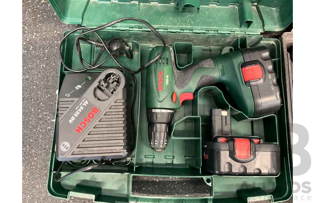 BOSCH Cordless Drill Driver with Charger and Batteries and OZITO Hammer Drill - Lot of 2