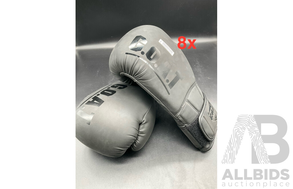G.O.A.T. Boxing Gloves Black 12oz (x8) and White (x2) - Lot of 10