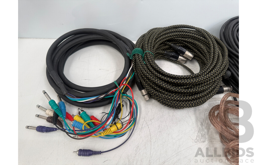 Bag of Assorted Cables & Connectors (Audio Equipment)