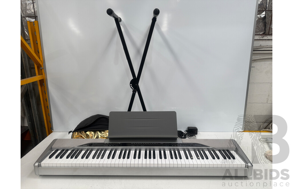 Casio Privia Px310 - 88Key - Keyboard + Tour Craft Keyboard Stand + Gold/Chrome Popup Light Cast