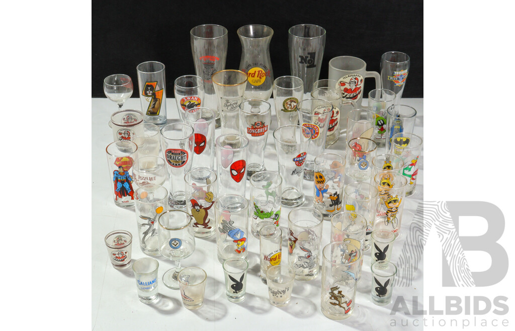 Large Collection Novelty Tumblers Including IXL Looney Tunes and More