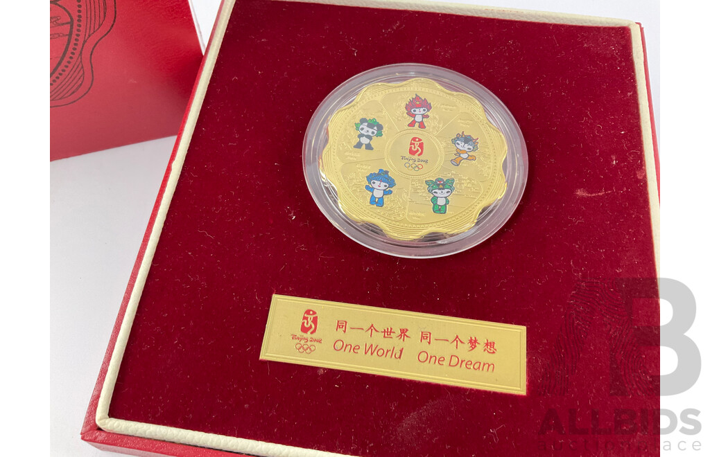 China 2008 Gold Plated Bronze Medallion, Beijing Olympic Games