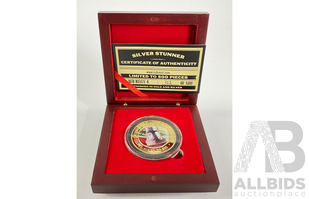 Silver Stunner Ned Kelly Gold and Silver Plated Medallion
