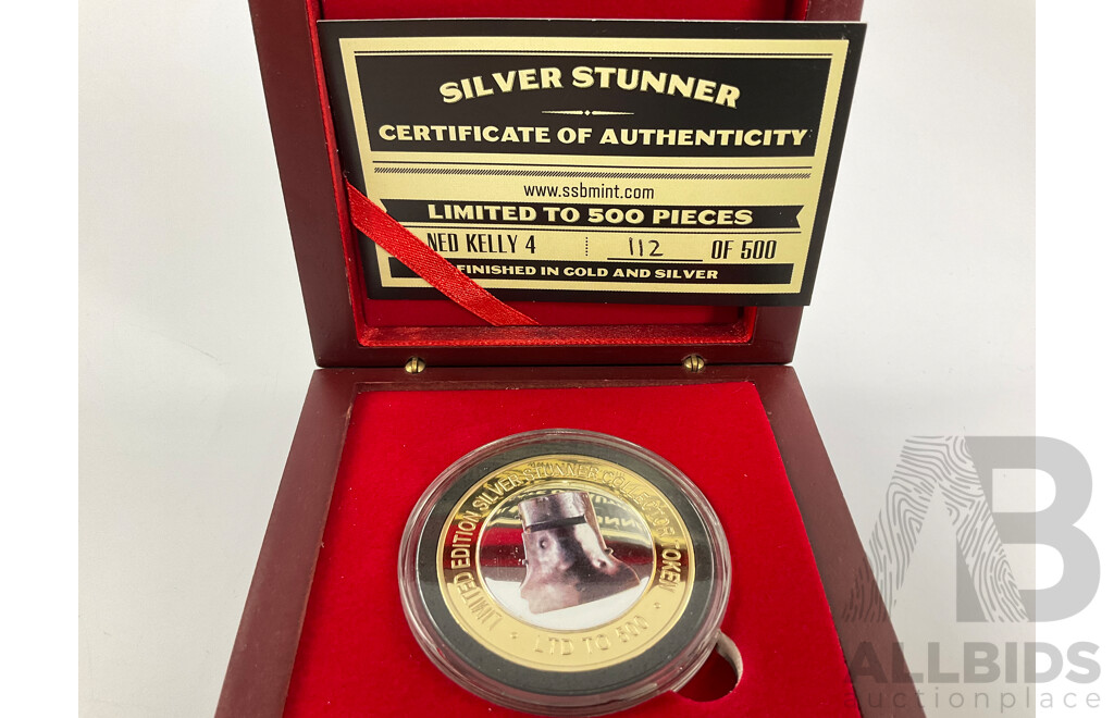 Silver Stunner Ned Kelly Gold and Silver Plated Medallion