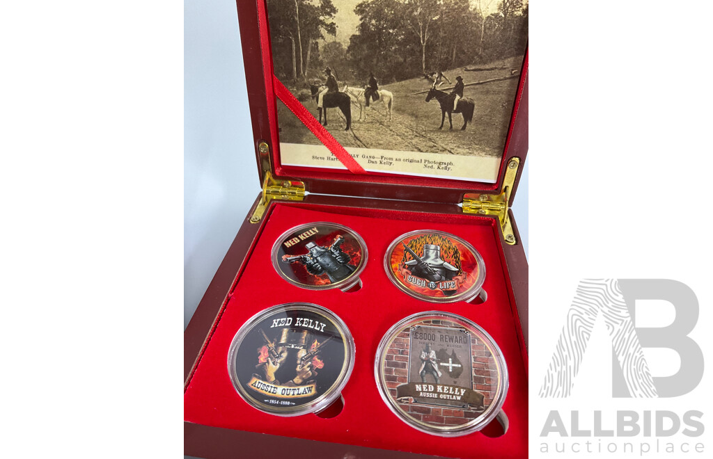 Australian SSB Mint 2015 Ned Kelly Silver Plated Ingots and Boxed Four Coin Set