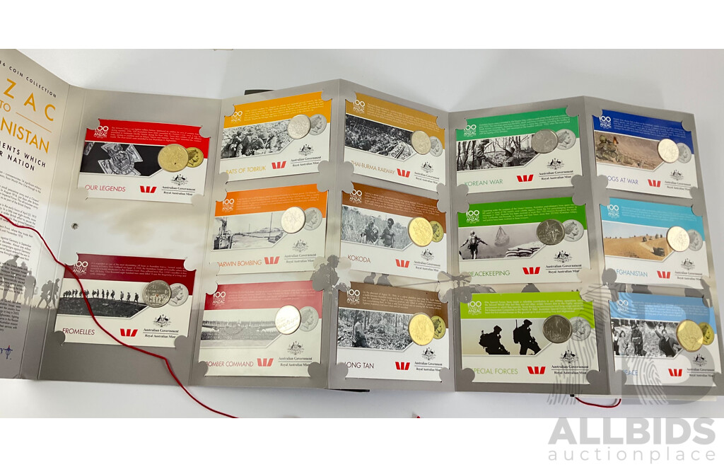 Three Australian RAM ANZAC Coin and Medal Sets Including 2016, 2017, 2018