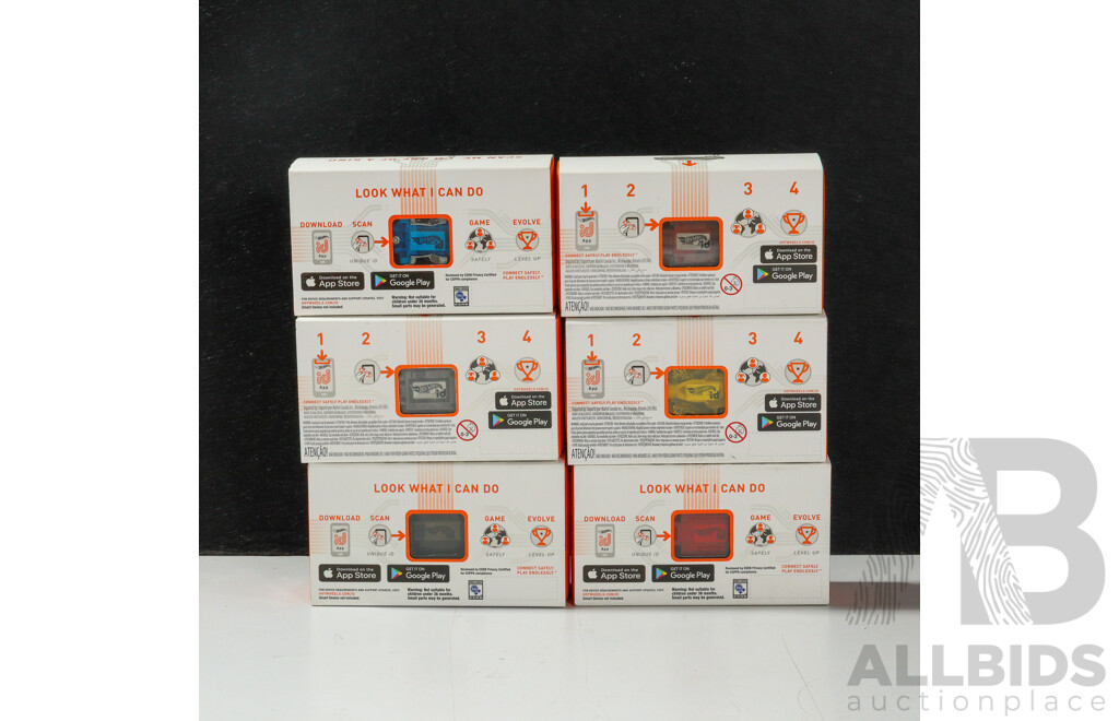 Six Boxed Hot Wheels ID Vehicles Including Batmobile, Supercharged, Scorpedo, Sting Rod II, Tesla, Oval Drive