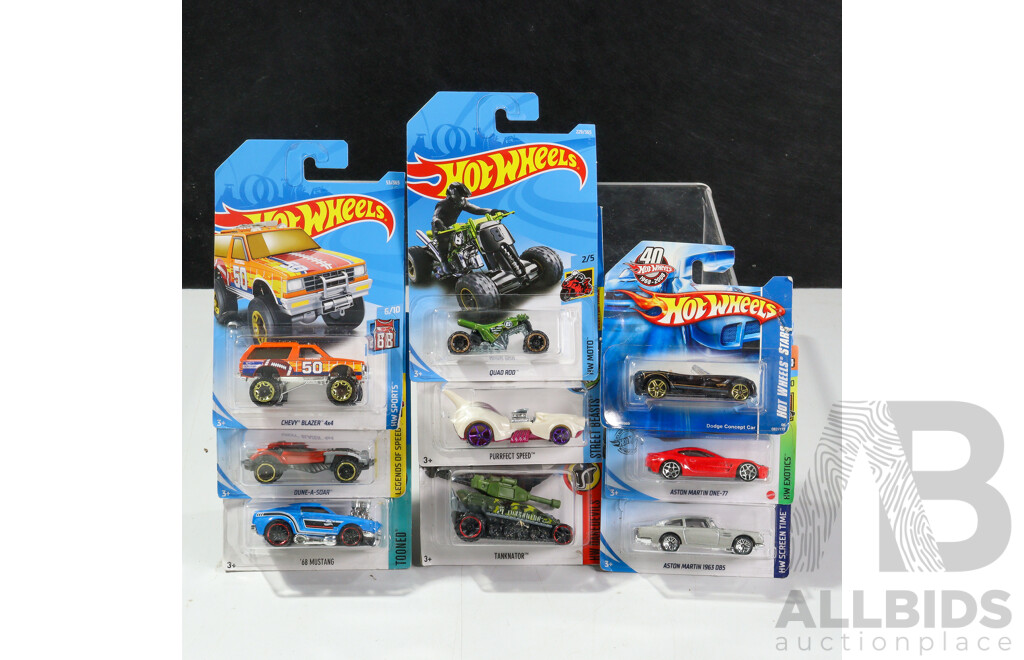Twenty Boxed Hot Wheels Vehicles Including Legends of Speed, Batman, X-Raycers, HW Sports, Tooned, HW Moto, Expiremotors