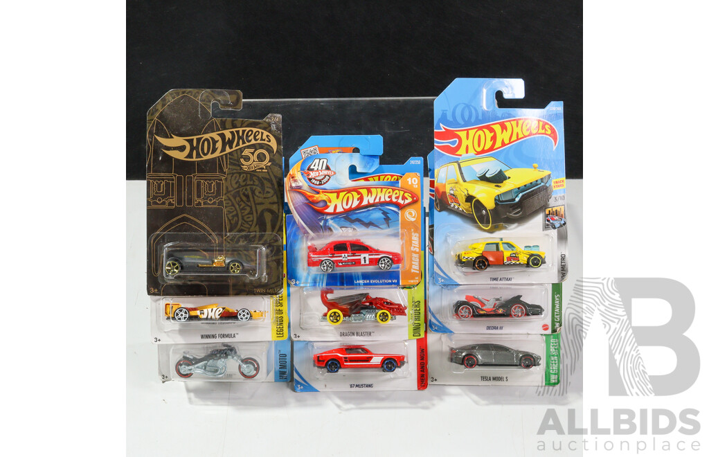 Thirty Boxed Hot Wheels Vehicles Including HW Metro, HW Screen Time, Super Chromes, Dino Riders, HW Moto