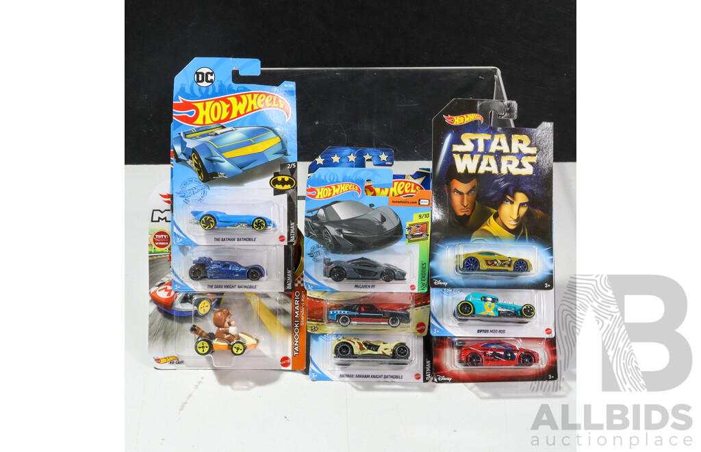 Thirty Boxed Hot Wheels Vehicles Including Star Trek, Star Wars, Mario Kart, Batman, Sky Show