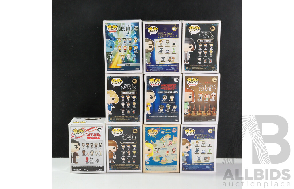 Funko Pop! Figures Including Stranger Things, Crimes of Grindelwald, Fantastic Beasts, Star Trek, Newt Scamander, Star Wars, Queens Gambit