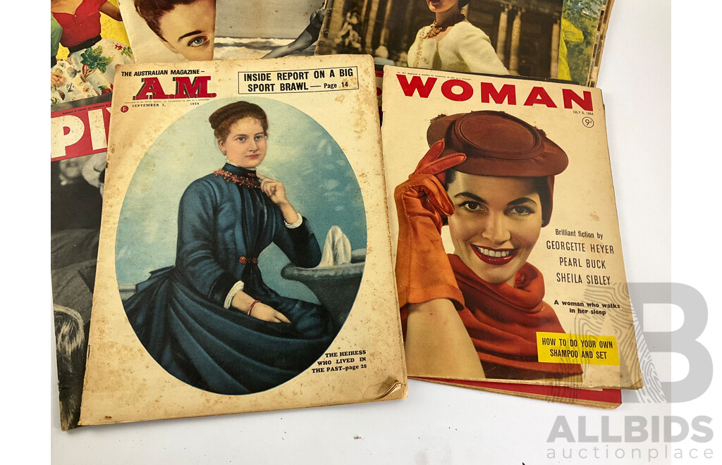 Collection of Australian 1950's Magazine Publications Including Women's Weekly, Pix, A.M - The Australian Magazine, Women and Album of Vintage Photo Album of WW1 Services