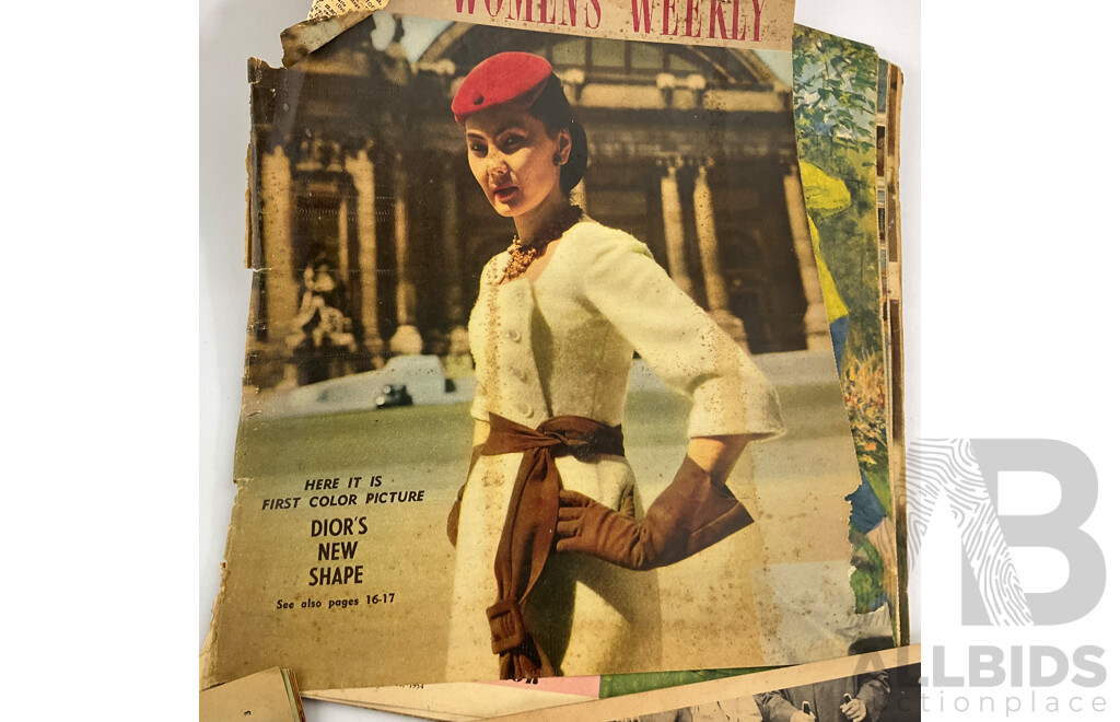 Collection of Australian 1950's Magazine Publications Including Women's Weekly, Pix, A.M - The Australian Magazine, Women and Album of Vintage Photo Album of WW1 Services