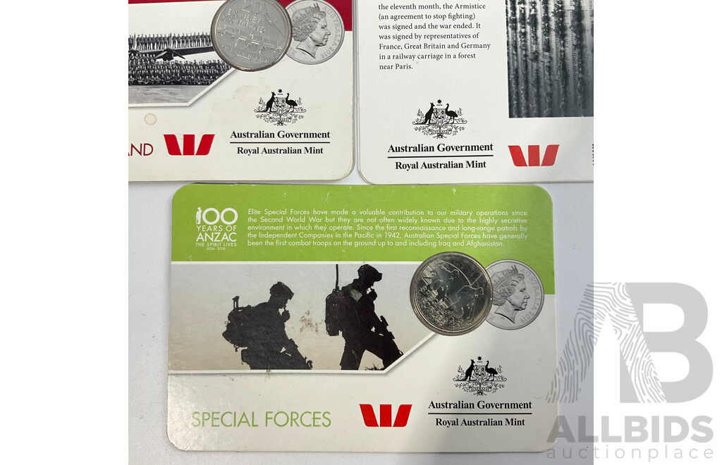 Collection of Australian Military Related PNCs and Coins Including Unlikely War Heroes, Simpson and His Donkey, Centenary of WW1, Royal Australian Navy, Australia Remembers, 100 Years of ANZACS