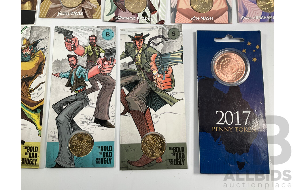 Collection of Australian Commemorative Coins Including Four 2018 One Dollars Rascals & Ratbags, Five 2019 One Dollars Bold Bad and Ugly, S and B Counter Stamps, 2006 Fifty Cent, Royal Visit....................