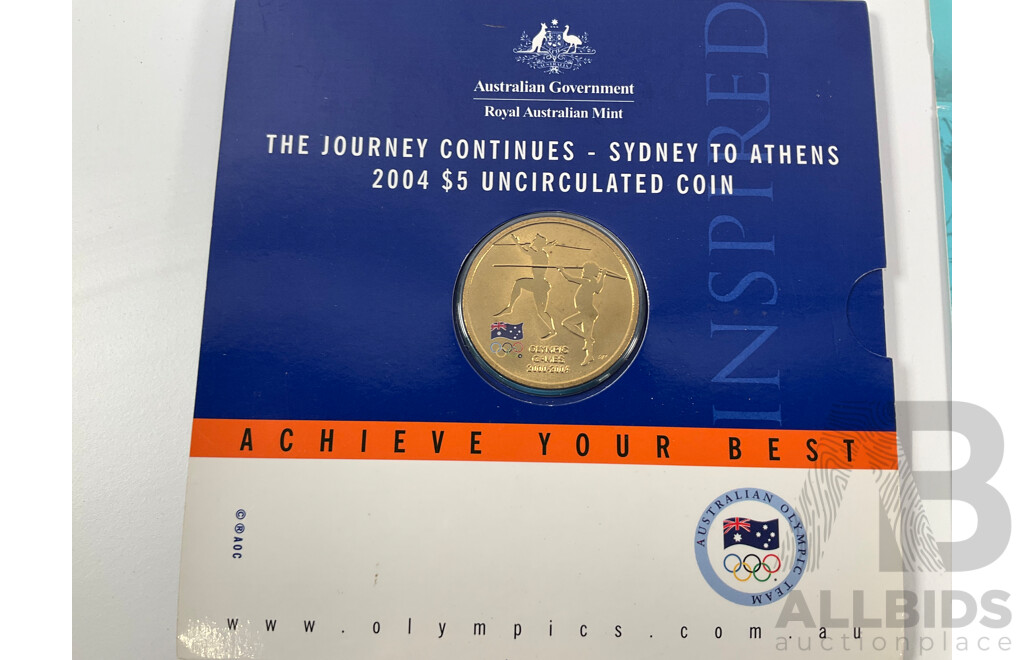 Collection of Australian UNC Coins Including 2018 Gold Plated Fifty Cent, XXI Commonwealth Games, 1984 Seven Coin Set, 2011 Two Coin Set, Australian Wool................
