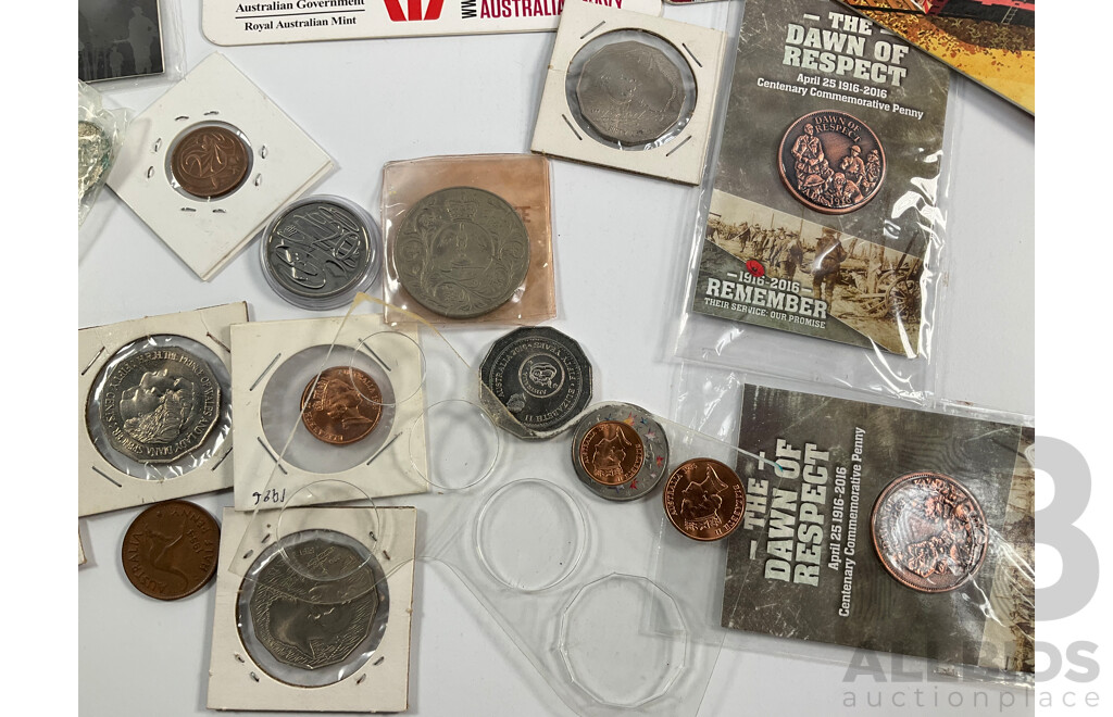 Collection of Australian PNCs Including 2019 Moon Landing, 2008 Centenary of Scouting, 2017 Arthur Streeton and Sidney Nolan, 2009 Dolphins of Australian Coastline, 2012 Merry Christmas, UNC Commemorative Fifty Cent Coins and More