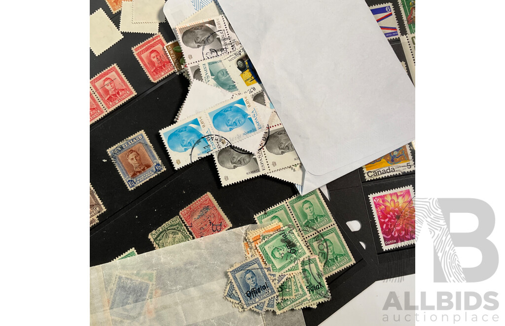 Collection of Stamp Albums Including International, New Zealand Predecimal to 1990's, 1980 Christmas Stamps From Around the World, Stanley Gibbons 2008 Stamps of the World Catalogue