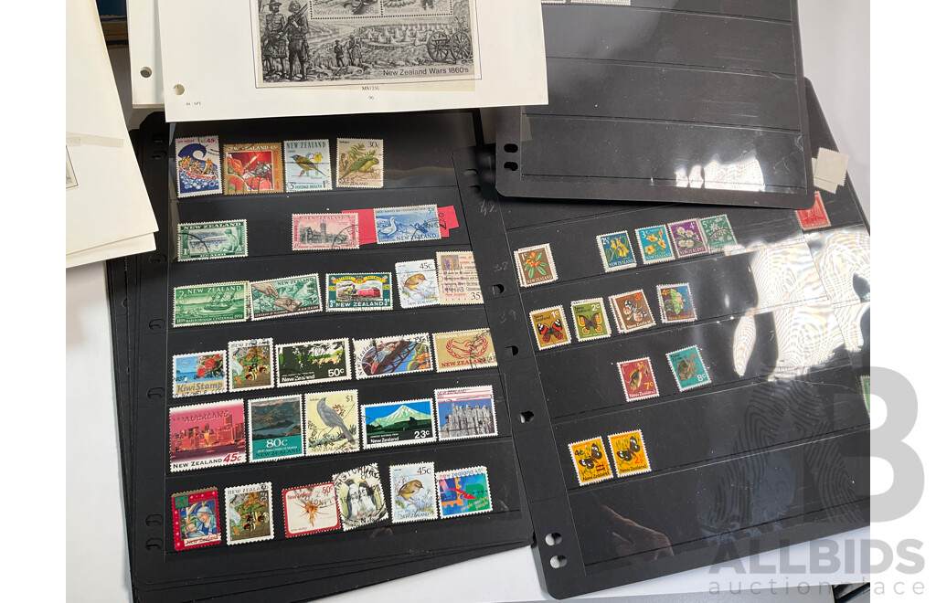 Collection of Stamp Albums Including International, New Zealand Predecimal to 1990's, 1980 Christmas Stamps From Around the World, Stanley Gibbons 2008 Stamps of the World Catalogue