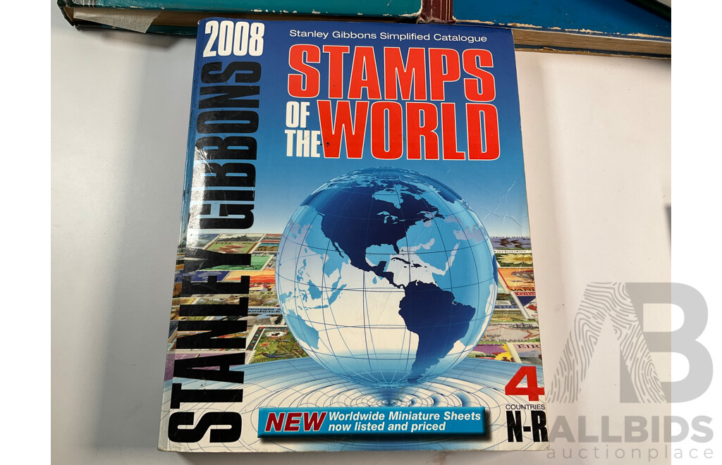 Collection of Stamp Albums Including International, New Zealand Predecimal to 1990's, 1980 Christmas Stamps From Around the World, Stanley Gibbons 2008 Stamps of the World Catalogue